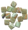 15 15x16mm Green & Orange Matte Marble Flat Square Beads